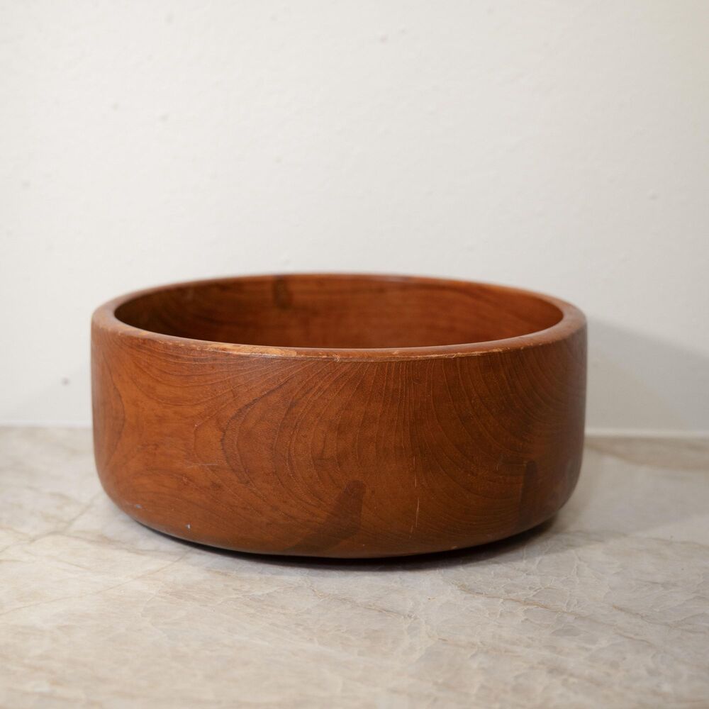 Vintage Dolphin Teakwood Salad Bowl 10in